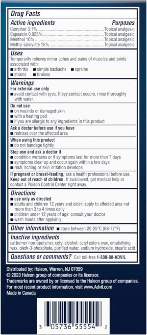 Advil Targeted Relief Pain Relieving Cream, Up to 8 Hours of Powerful Relief of Minor Arthritis Pain, Joint Pain, Lower Back Pain and Muscle Pain - 2.3 oz - Image 14