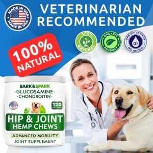 Bark&Spark Advanced Hemp Chews for Dog Joint Pain Relief - Glucosamine Chondroitin Hemp Treats Hip Joint Health - Joint Supplement Large Breed & Small - Hemp Treats Joints Old Senior Dog (120Ct) - Image 8