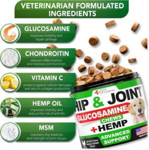 Vet Promise Hemp Hip and Joint Support Supplement for Dogs - Glucosamine for Dogs - Hemp Oil, MSM, Chondroitin - Support for Joint Pain Relief and Health - 120 Soft Chews - Made in USA - Image 3