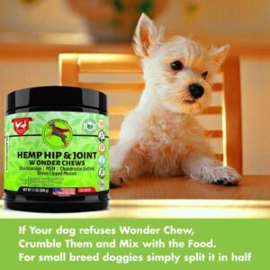 Advanced Hemp Hip and Joint Supplement for Dogs Hemp Oil Glucosamine Chondroitin for Dog Omegas Turmeric MSM Green Lipped Mussel Made in USA Treats Support Mobility 120 Chews - Image 4