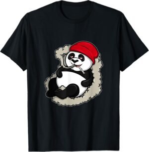 A Marijuana Bong Joint Smoking Panda Weed and Hemp T-Shirt